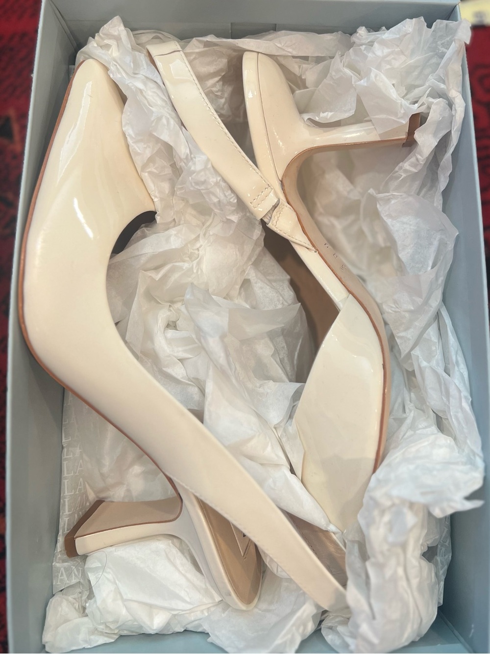 ANTONIO MELANI Cream Patent Slingback Heels